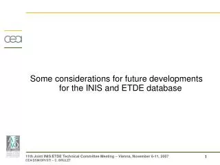 Some considerations for future developments for the INIS and ETDE database