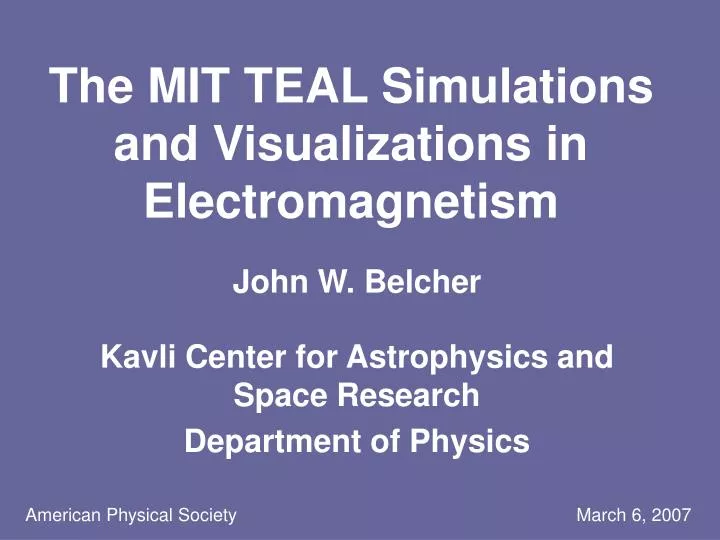 the mit teal simulations and visualizations in electromagnetism