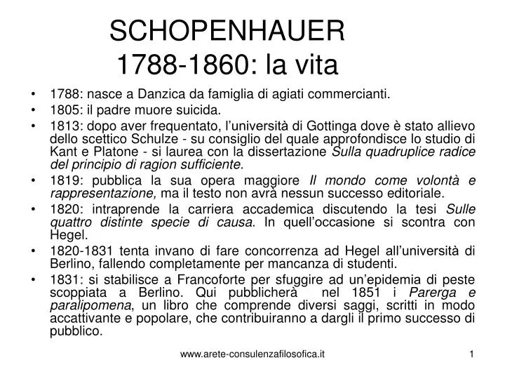 schopenhauer 1788 1860 la vita