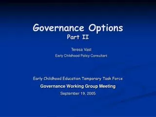 Governance Options Part II