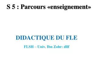 s 5 parcours enseignement