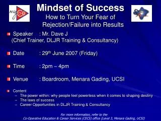 Mindset of Success How to Turn Your Fear of Rejection/Failure into Results