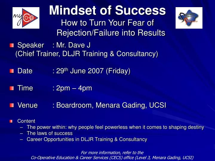 mindset of success how to turn your fear of rejection failure into results