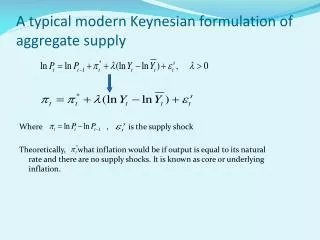 a typical modern keynesian formulation of aggregate supply