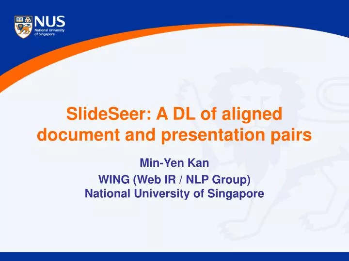 slideseer a dl of aligned document and presentation pairs