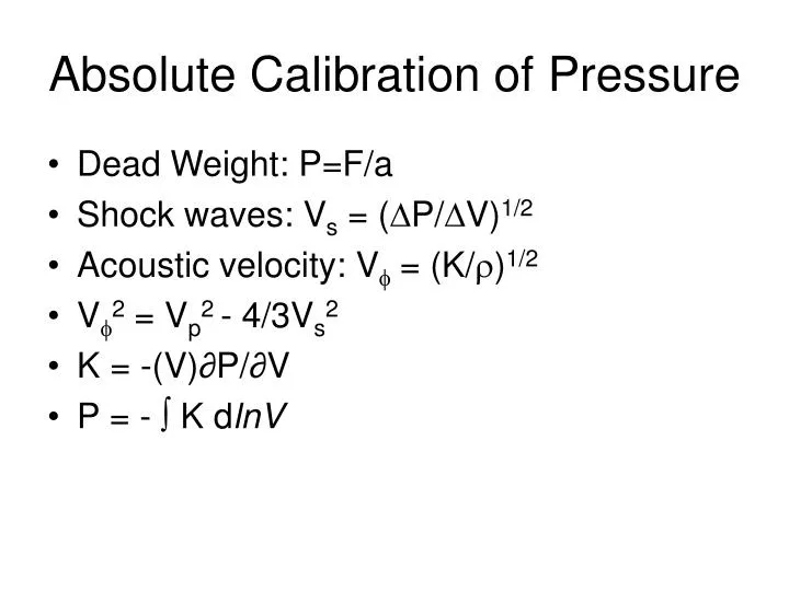 absolute calibration of pressure