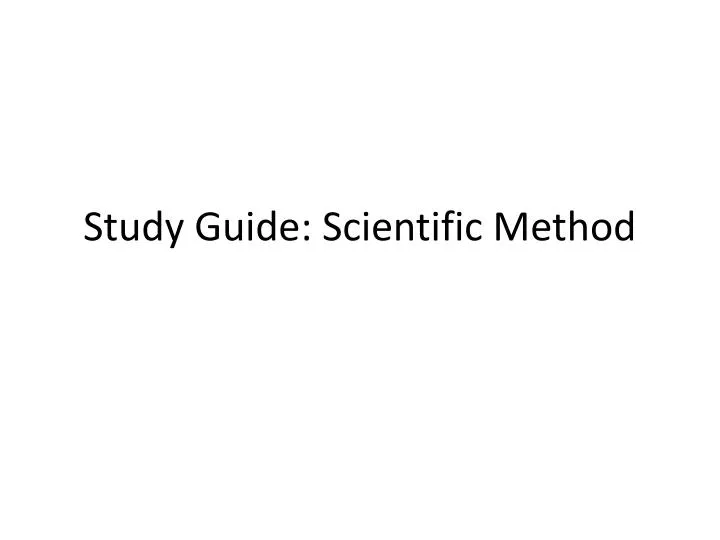 study guide scientific method