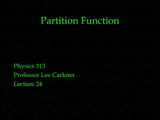Partition Function