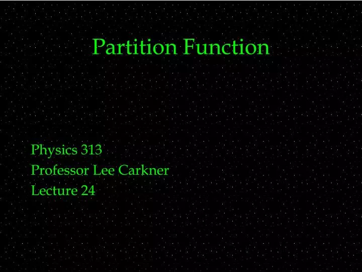 partition function