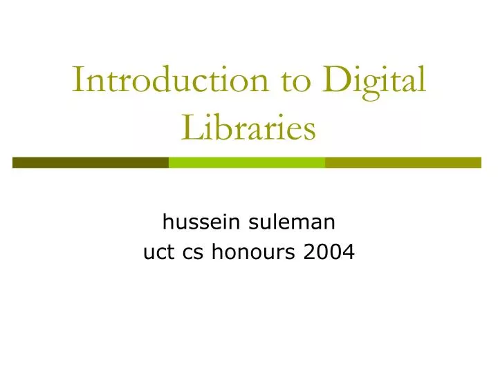introduction to digital libraries