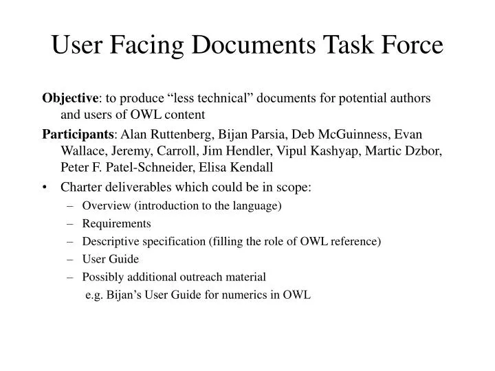 user facing documents task force