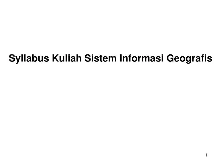 syllabus kuliah sistem informasi geografis