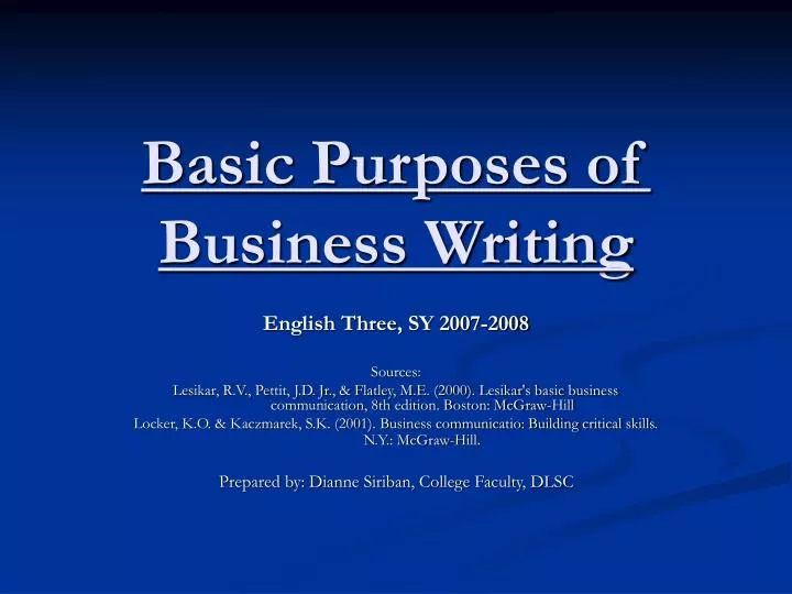 basic purposes of business writing