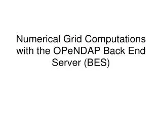 Numerical Grid Computations with the OPeNDAP Back End Server (BES)