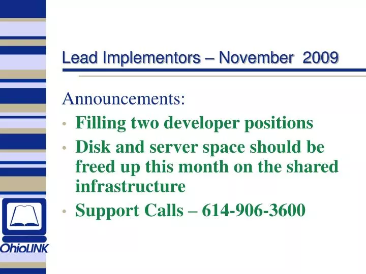 lead implementors november 2009
