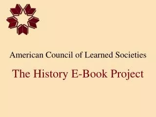 American Council of Learned Societies The History E-Book Project