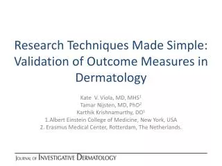 Research Techniques Made Simple: Validation of Outcome Measures in Dermatology