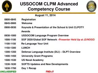 USSOCOM CLPM Advanced Competency Course