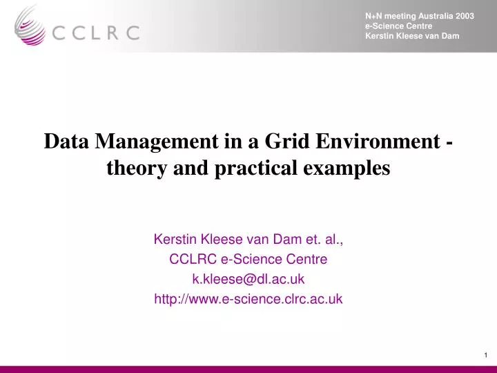 data management in a grid environment theory and practical examples