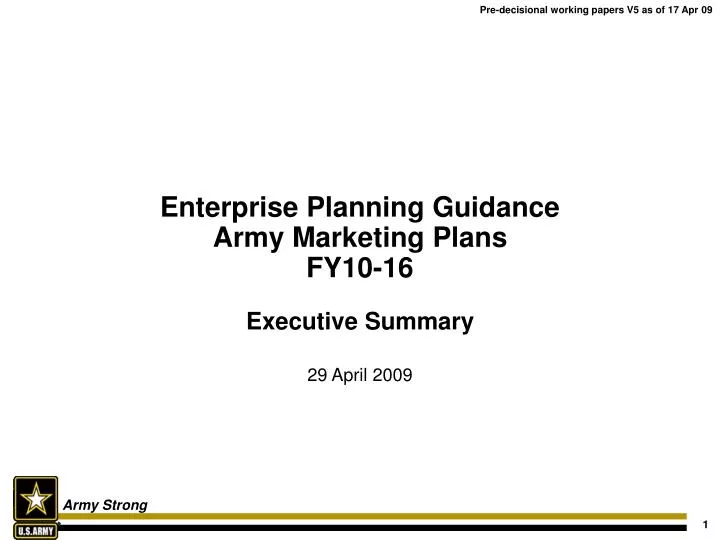 enterprise planning guidance army marketing plans fy10 16