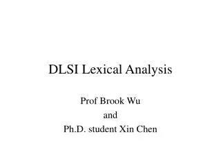 DLSI Lexical Analysis