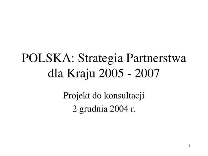 polska strategia partnerstwa dla kraju 2005 2007