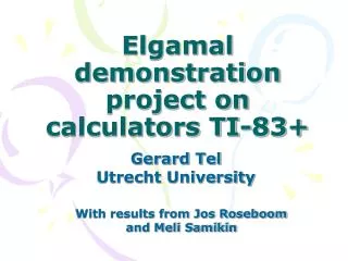 Elgamal demonstration project on calculators TI-83+