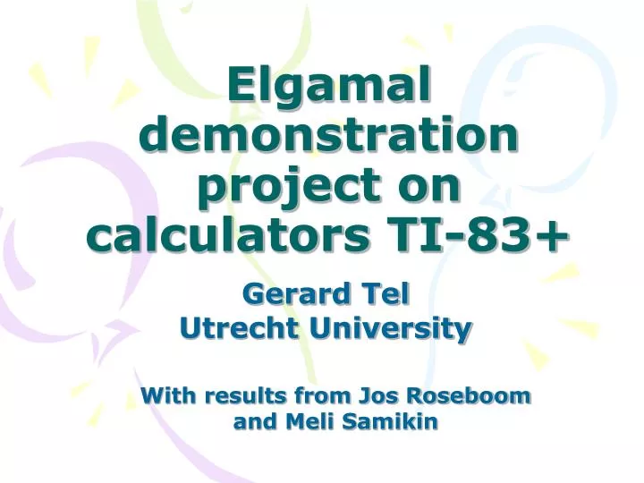 elgamal demonstration project on calculators ti 83