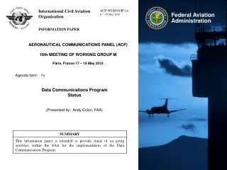 AERONAUTICAL COMMUNICATIONS PANEL (ACP) 16th MEETING OF WORKING GROUP M