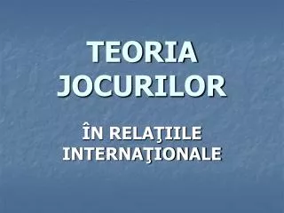 teoria jocurilor