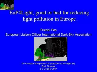 EuP4Light, good or bad for reducing light pollution in Europe