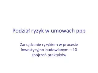 podzia ryzyk w umowach ppp