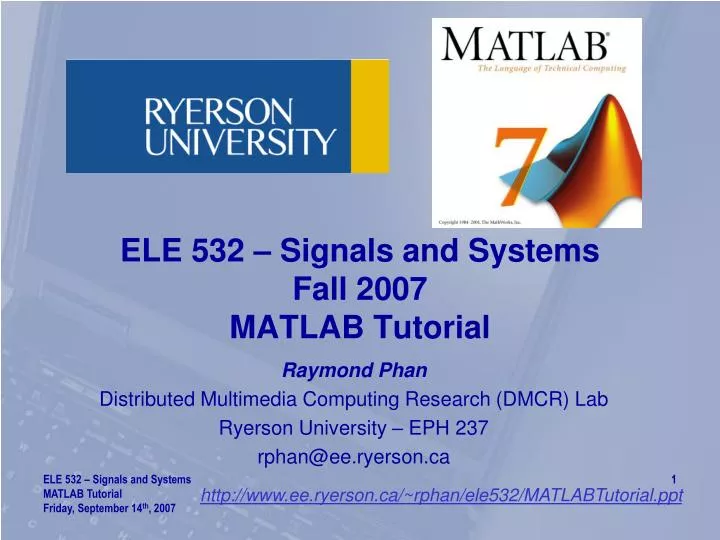 ele 532 signals and systems fall 2007 matlab tutorial