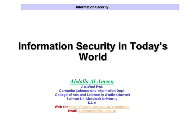 information security in today s world