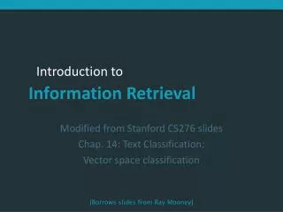 modified from stanford cs276 slides chap 14 text classification vector space classification