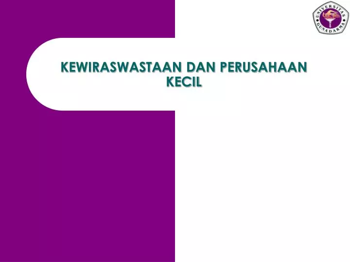 kewiraswastaan dan perusahaan kecil