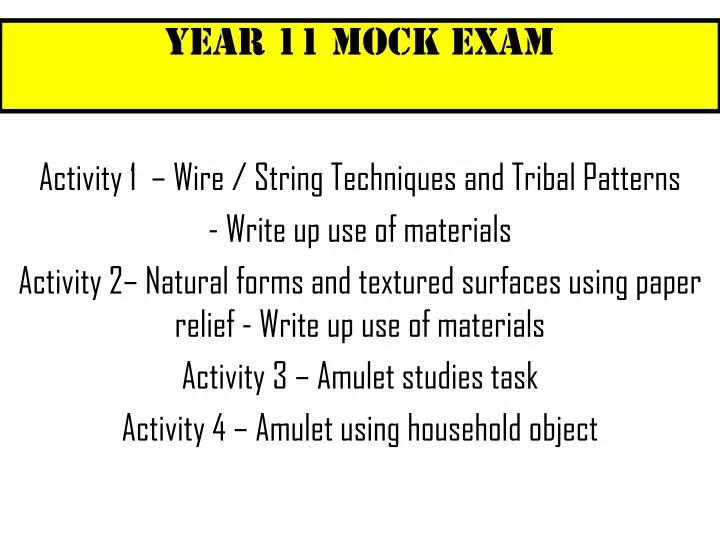 year 11 mock exam