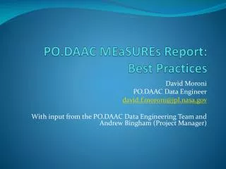 PO.DAAC MEaSUREs Report: Best Practices