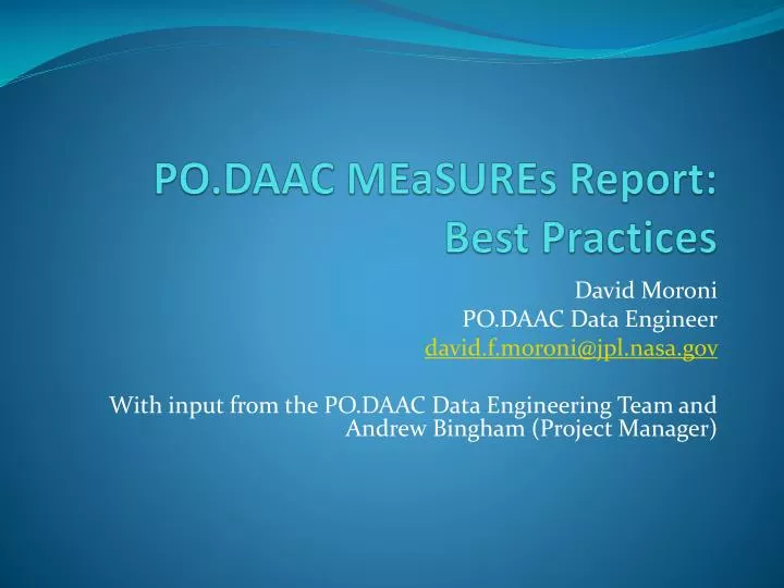 po daac measures report best practices