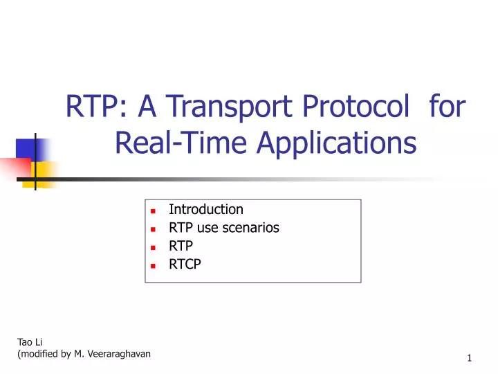 rtp a transport protocol for real time applications
