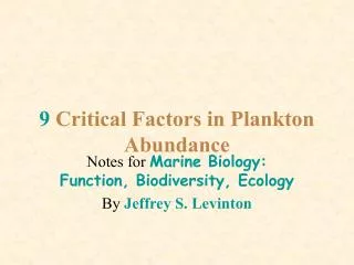 9 Critical Factors in Plankton Abundance
