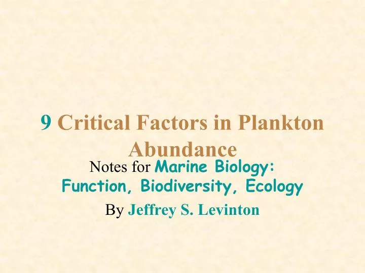 9 critical factors in plankton abundance