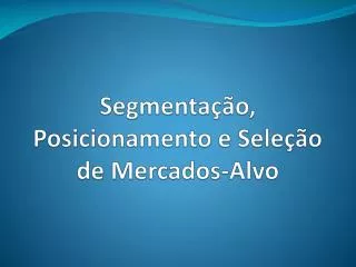 segmenta o posicionamento e sele o de mercados alvo