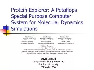 Protein Explorer: A Petaflops Special Purpose Computer System for Molecular Dynamics Simulations