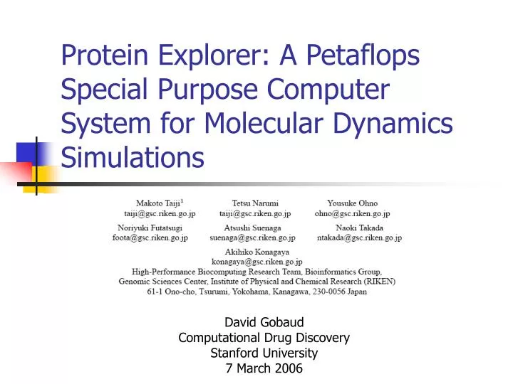 protein explorer a petaflops special purpose computer system for molecular dynamics simulations