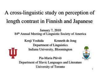A cross-linguistic study on perception of length contrast in Finnish and Japanese