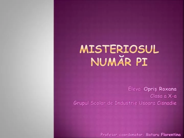 misteriosul num r pi