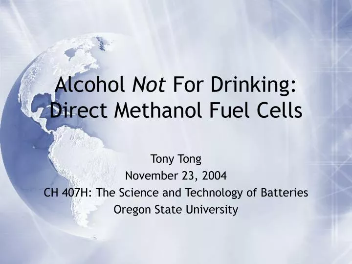 alcohol not for drinking direct methanol fuel cells