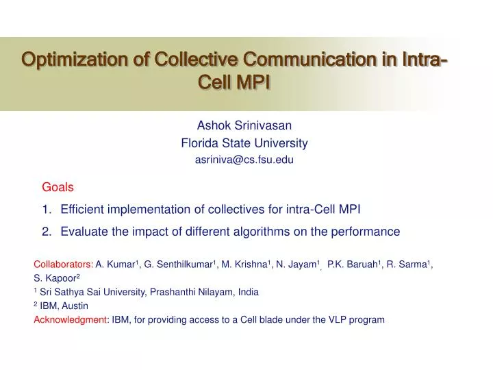 optimization of collective communication in intra cell mpi