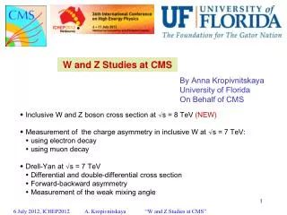 W and Z Studies at CMS